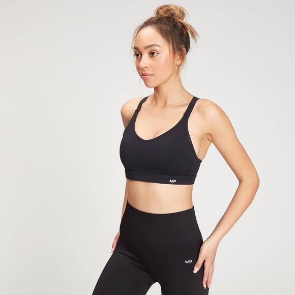 COPY - Women's Power Mesh Sports Bra - Black - Picture 1 of 4